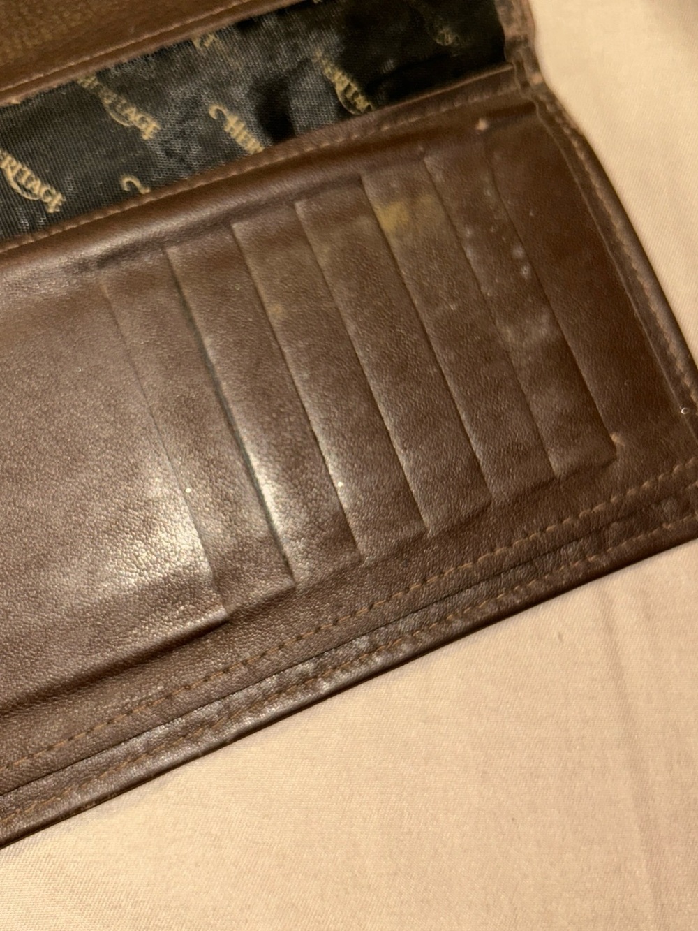 Heritage Brown Leather Checkbook Holder with Branded Lining VINTAGE 90s USA - Picture 5 of 11